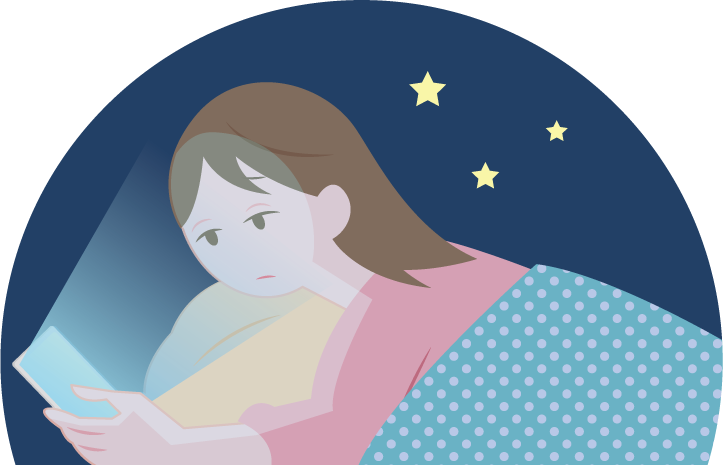 就寝前-スマホ-女性-ブルーライト