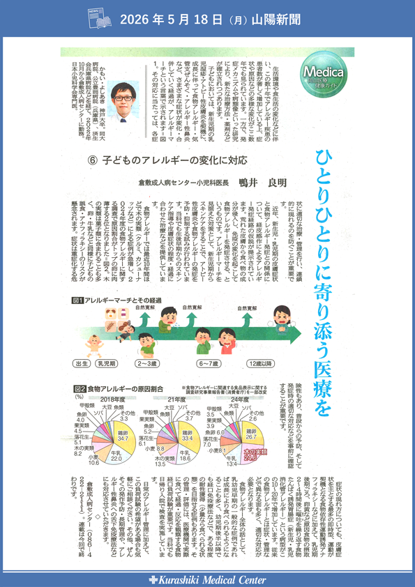 20260518_山陽新聞メディカ_子どものアレルギーの変化に対応